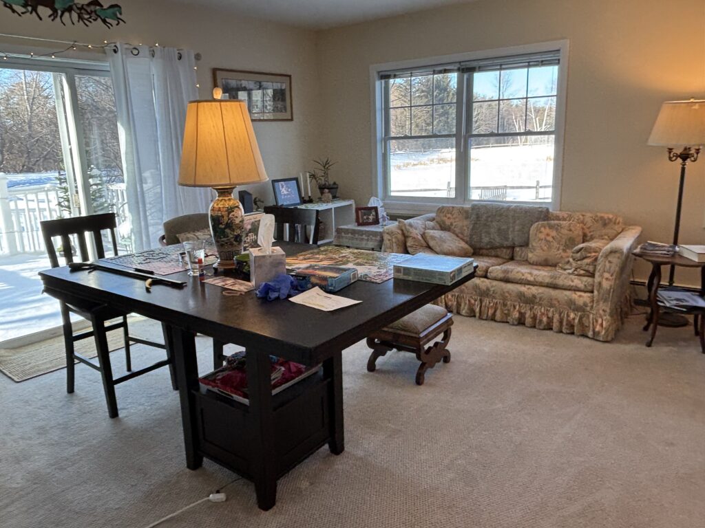 A 2026 wintery view of the apartment that Bebe selected.